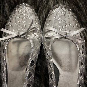 Silver Jelly Sandals by Stuart Weitzman with Swarovski crystals. Size 10